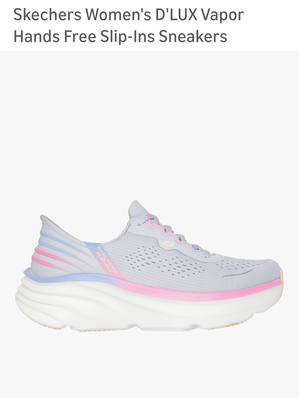 Skechers Women's D'LUX Vapor Slip-On Sneakers in Light Gray with Pastel Accents